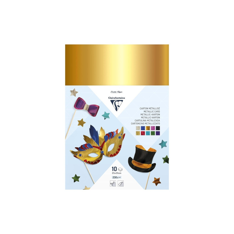 Clairefontaine karton metaliczny 25x35cm 10ark- sklep plastyczny szał