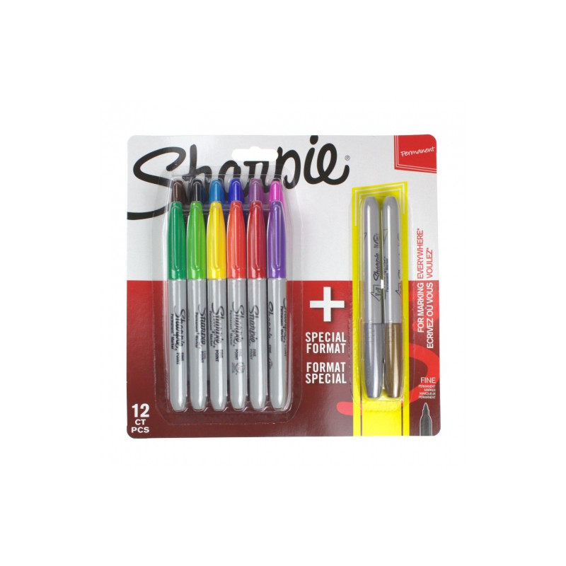 Sharpie fine permanent marker set 12+2 szt
