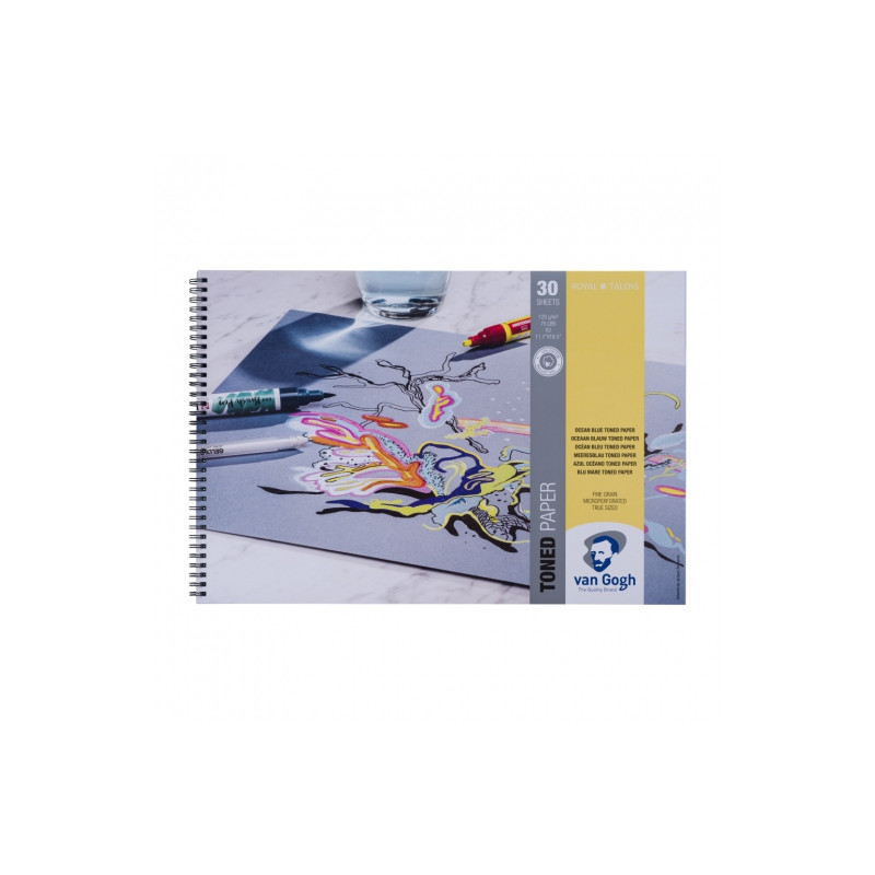 Blok Talens van Gogh ocean blue, toned, paper, 30ark 120g niebieski- s