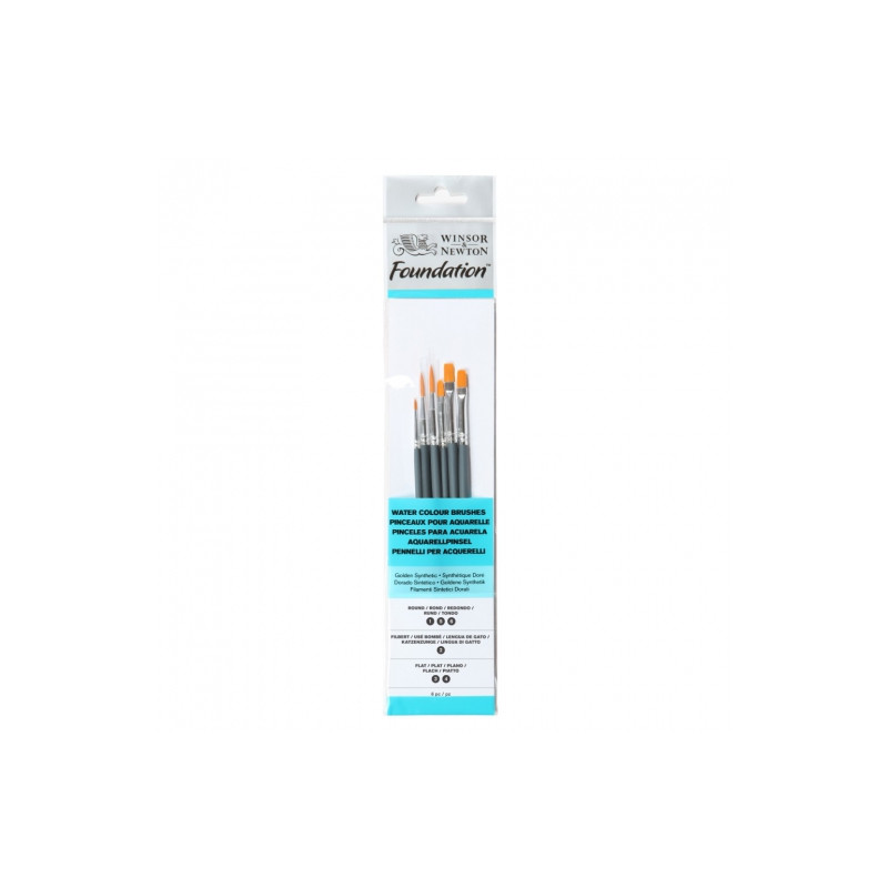 Winsor&Newton zestaw 6 pędzli syntetycznych do akwareli- sklep plastyc