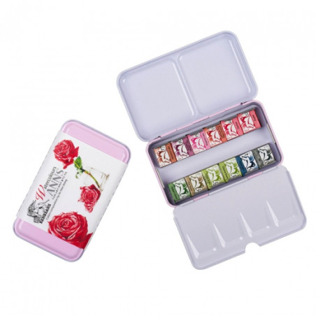 Renesans Anns rose set of 12 watercolors in metal box