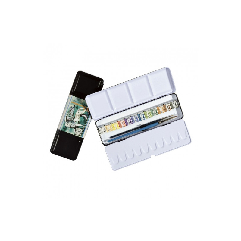 Renesans set of 12 watercolors, 2 brushes in professional metal box