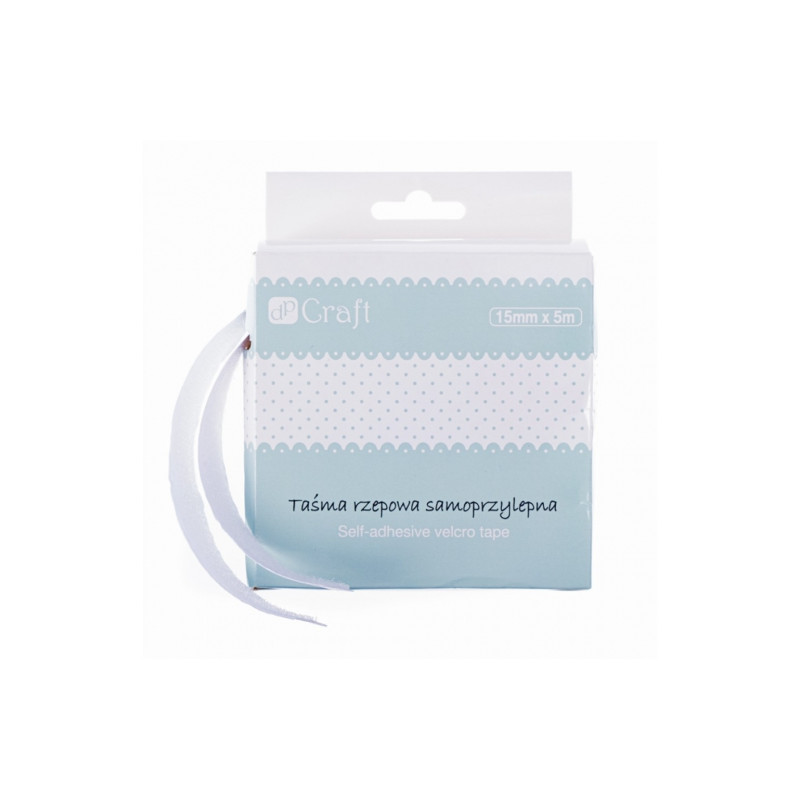 DP Craft taśma rzepowa samoprzylepna 15mm x 5m biała- sklep plastyczny