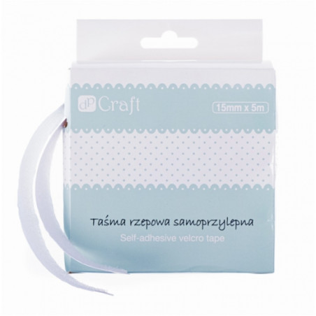 DP Craft taśma rzepowa samoprzylepna 15mm x 5m biała- sklep plastyczny