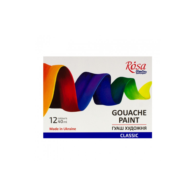 Rosa studio classic gouache set 12x40ml, cardboard packaging