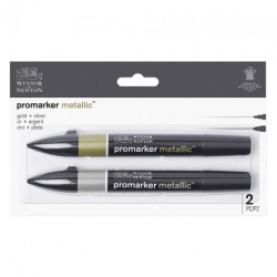 Winsor&Newton promarker metalic gold, silver zestaw 2 szt.- sklep plas