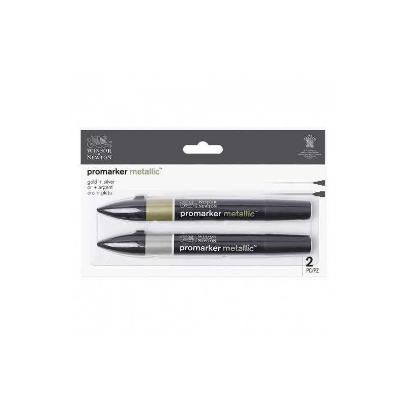 Winsor&Newton promarker metalic gold, silver zestaw 2 szt.- sklep plas