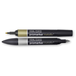 Winsor&Newton promarker metalic gold, silver zestaw 2 szt.- sklep plas