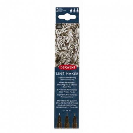 Derwent graphik line maker black set of 3 fineliners