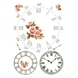 Rice decoupage paper clock roses A4 ITD R144