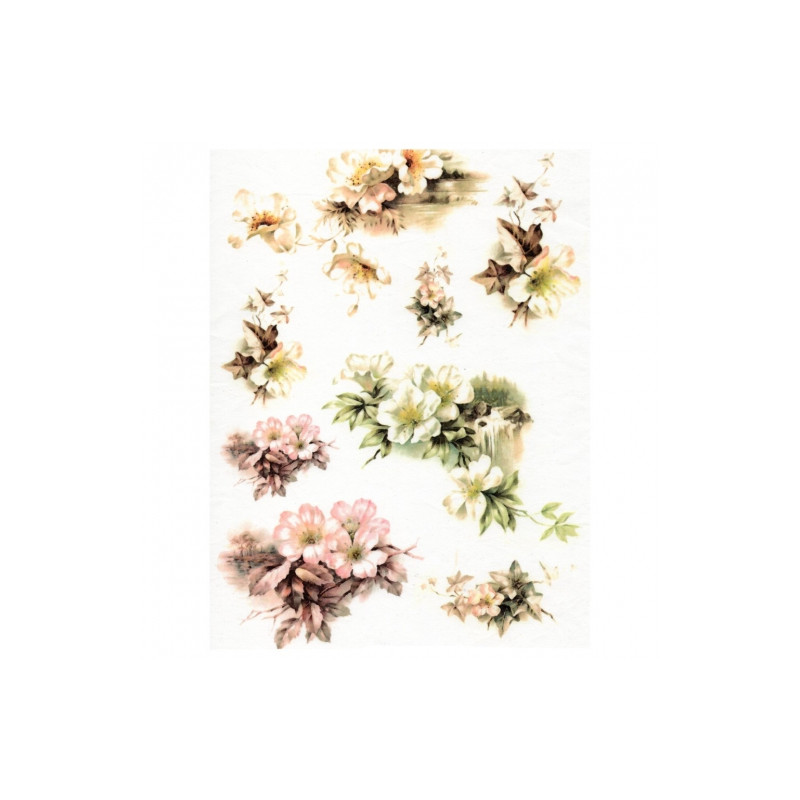 Rice decoupage paper flowers A4 ITD R243