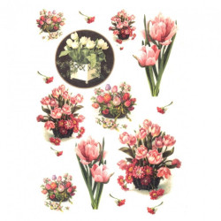 Papier ryżowy do decoupage kwiaty tulipany A4 ITD R393 - sklep plastyc
