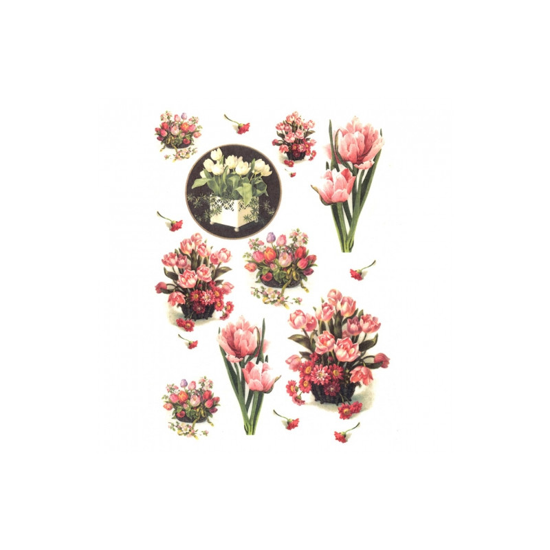 Rice decoupage paper tulip flowers A4 ITD R393