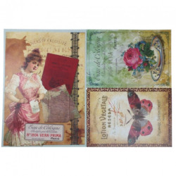 Decoupage paper 35x50cm calambour DGE98 retro butterfly rose