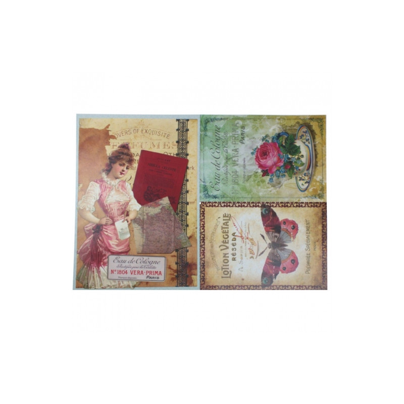 Papier do decoupage 35x50cm calambour DGE98 retro motyl róża - sklep p