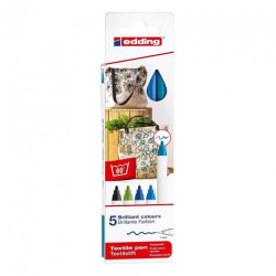 Edding set of 5 textile pen cold colors