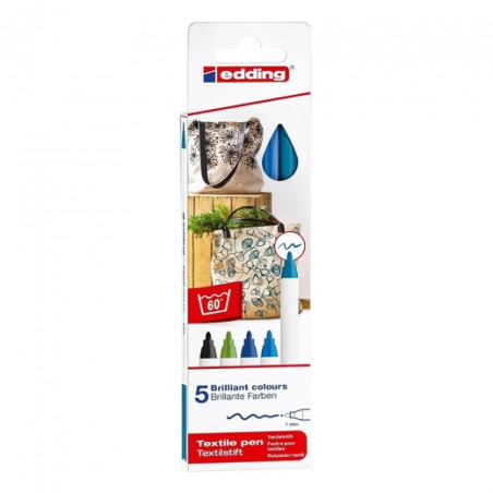 Edding set of 5 textile pen cold colors