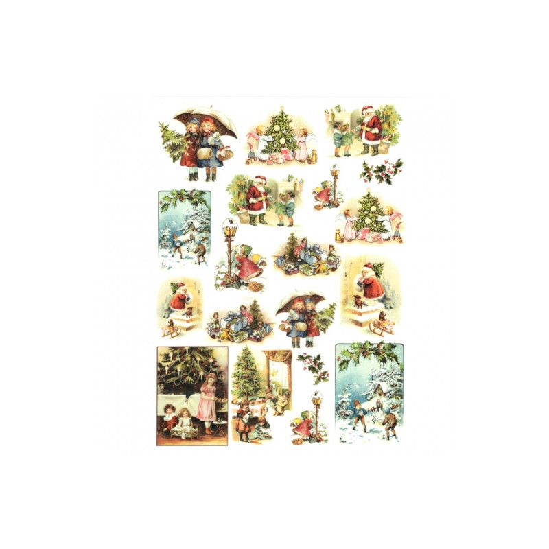 Decoupage paper soft A4 ITD S189 children santa christmas tree