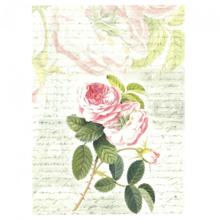 Papier do decoupage soft róża napisy A4 ITD S227- sklep plastyczny sza