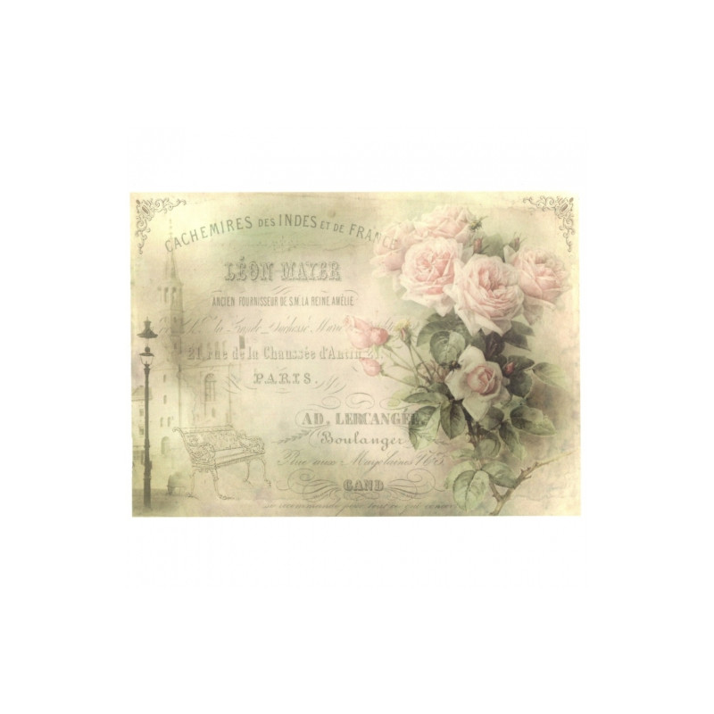 Decoupage paper soft vintage flowers A4 ITD S269