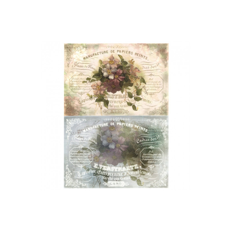Decoupage paper soft vintage flowers A4 ITD S273