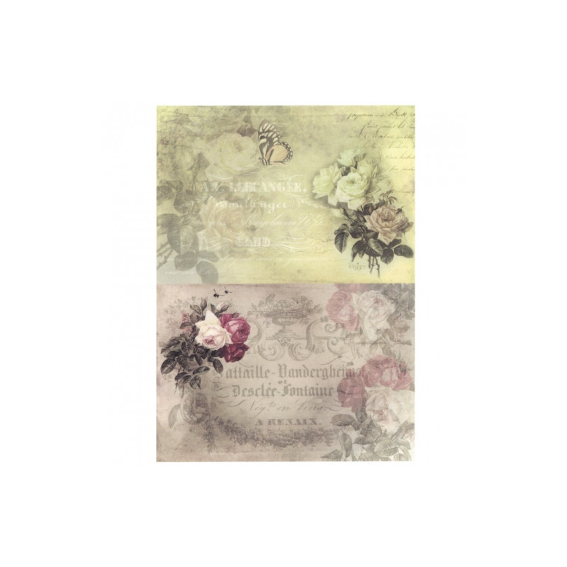 Decoupage paper soft vintage roses A4 ITD S275