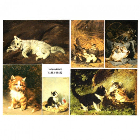 Papier do decoupage A3 ITD 0287 koty - sklep plastyczny szał dla plast