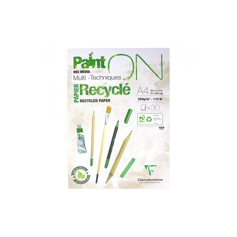 Blok Clairefontaine paint on recycle 250g 30ark- sklep plastyczny szał