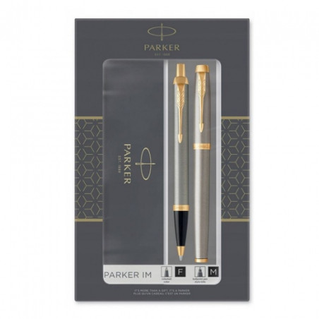 Parker IM brushed metal GT set ballpoint pen and pen
