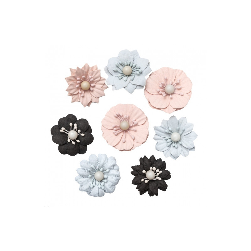 DP Craft kwiaty papierowe pastel and black 12szt- sklep plastyczny sza