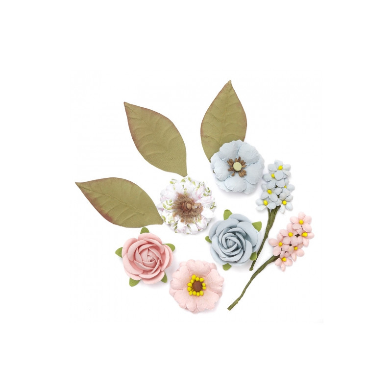 DP Craft paper flowers pink and blue 10szt