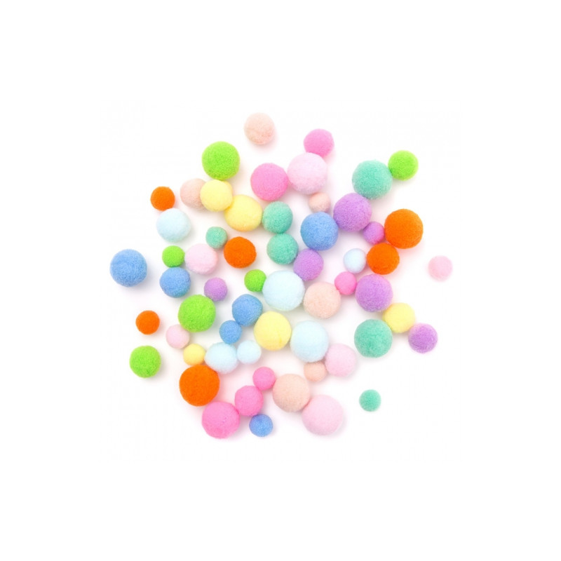 DP Craft plush pompoms mix raindbow 60pcs- art store craze dl