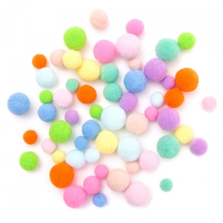 DP Craft plush pompoms mix raindbow 60pcs- art store craze dl