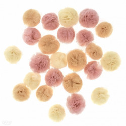 DP Craft tulle pompoms mix nude 24szt