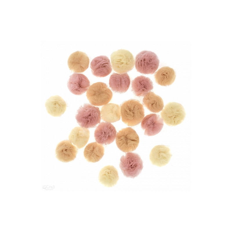 DP Craft tulle pompoms mix nude 24szt