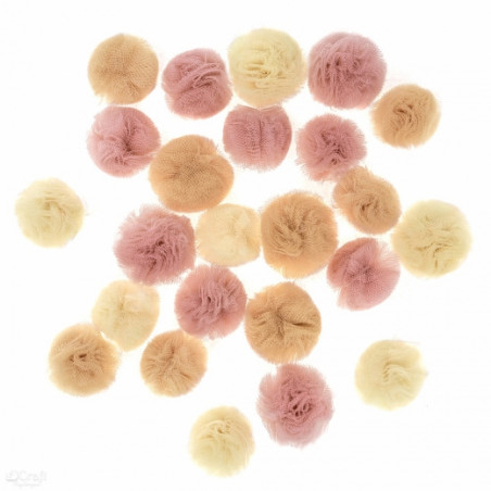 DP Craft tulle pompoms mix nude 24szt