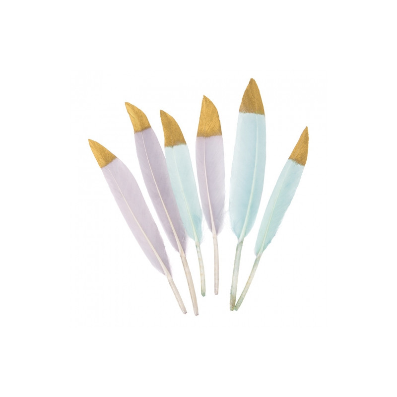 DP Craft decorative feathers grey and mint 6pcs