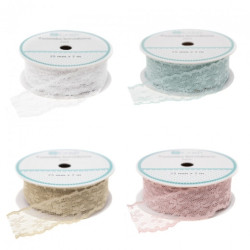 DP Craft white lace ribbon 2,5cm x 2m pink