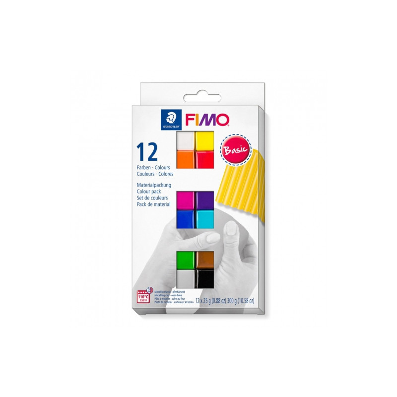 Fimo modelina zestaw basic 12 kostek x25g- sklep plastyczny szał dla p