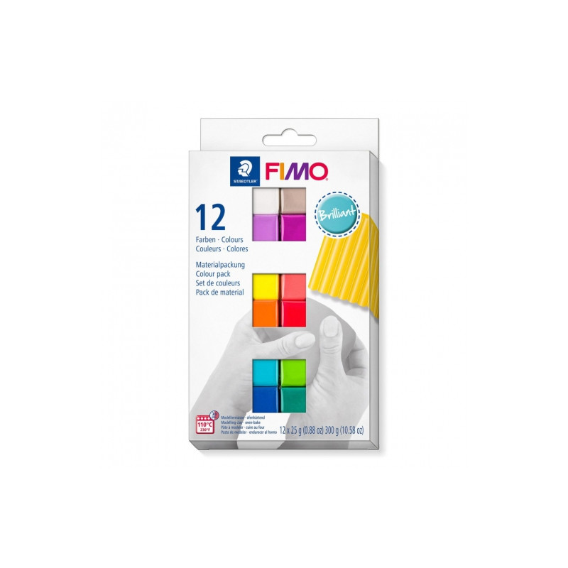 Fimo modelling clay brilliant 12 kostek x25g