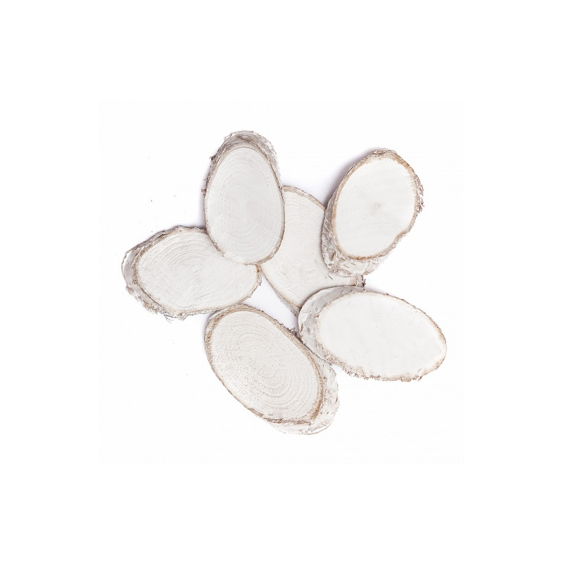 DP Craft bielone plastry drewna owal 5-8 cm 6szt- sklep plastyczny sza