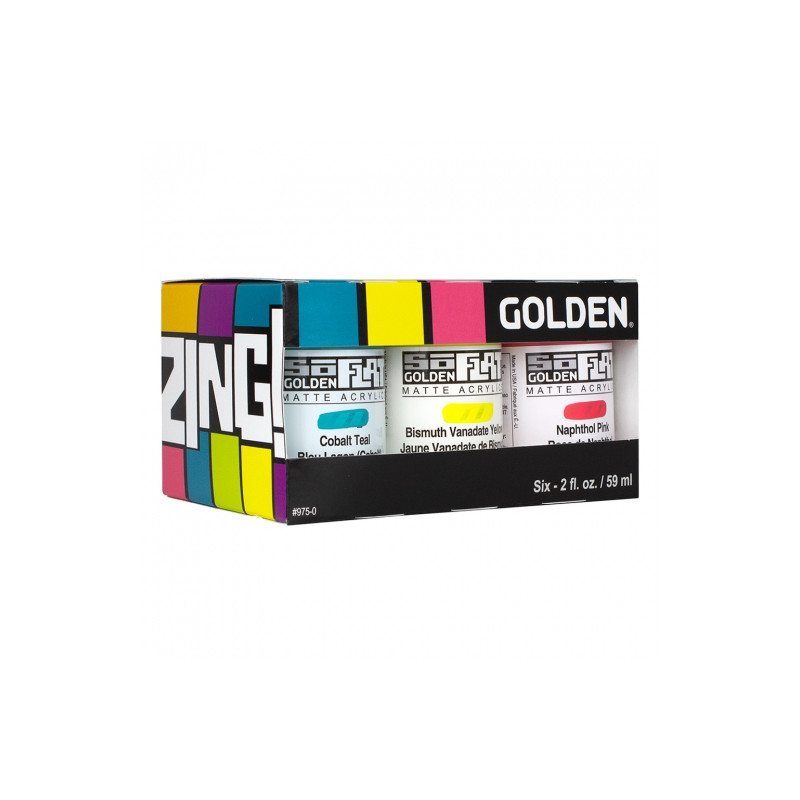 Golden soflat zing zestaw farb akrylowych 6x59ml - sklep plastyczny -