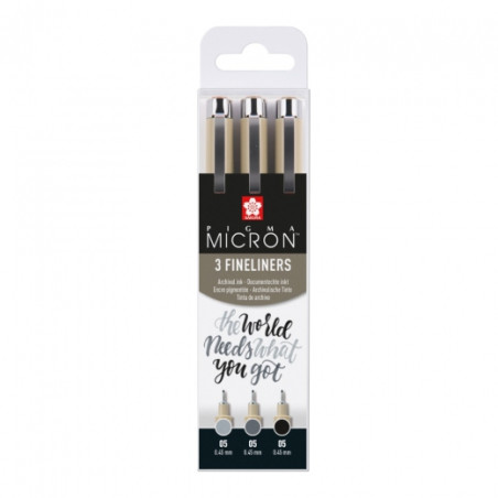 Sakura pigma micron black and grey set 3pcs