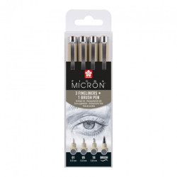 Sakura pigma micron light cool grey 3 cienkopisy i pędzelek- sklep pla