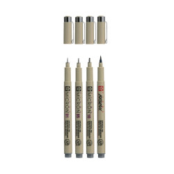 Sakura pigma micron light cool grey 3 cienkopisy i pędzelek- sklep pla