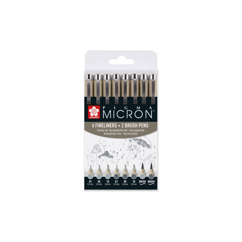 Sakura pigma micron gray set 8pcs