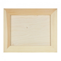 Wooden picture in a large raw frame, 26x32cm