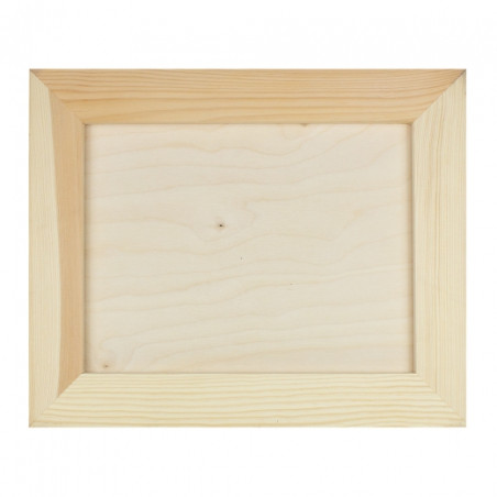 Wooden picture in a large raw frame, 26x32cm