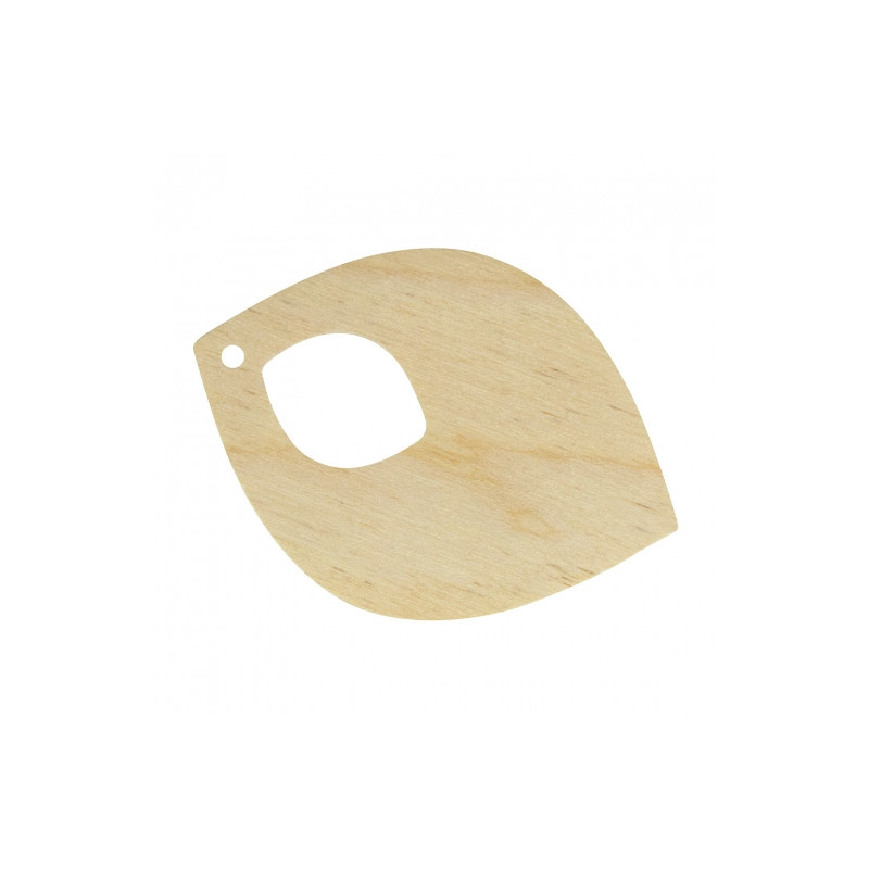 Wooden jewelry element - a 40x55mm leaf