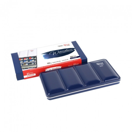 Rosa Gallery classic set of 21 watercolors in a metal cube box